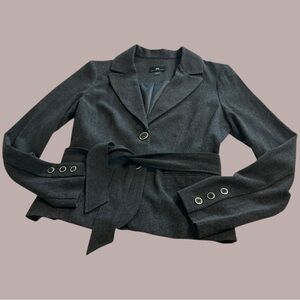 Iz Byer Charcoal Belted Blazer